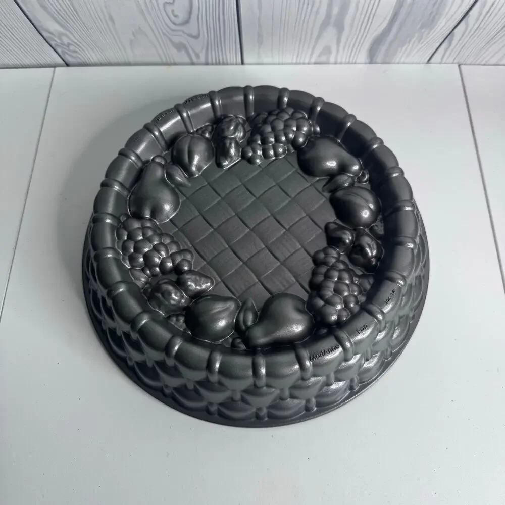 Nordic Ware Marianne Cake Pan Cast Aluminum Fruit Lattice Harvest Basket Weave